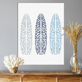 Nautical Trio of Line Art Surfboard Canvastryck