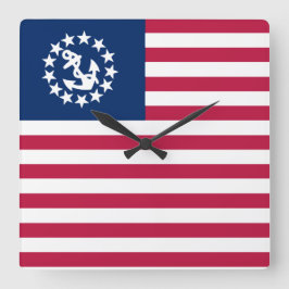 Nautical USA Sailing Flagga Fyrkantig Klocka
