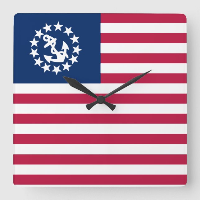 Nautical USA Sailing Flagga Fyrkantig Klocka (Framsida)
