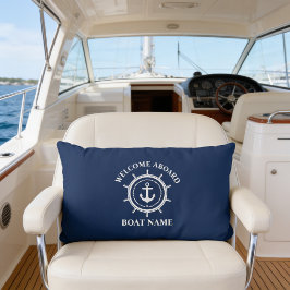 Nautical Välkommen Ombord Båt Namn Ankar Rep Ratt Lumbarkudde