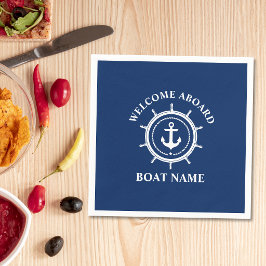 Nautical Välkommen Ombord Båt Namn Ankar Rep Ratt Pappersservett