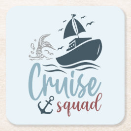 Nautical Vibes Cruise Squad Underlägg Papper Kvadrat