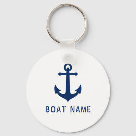 Nautical Vintage Anchor Boat eller Namn Navy & Whi Nyckelring