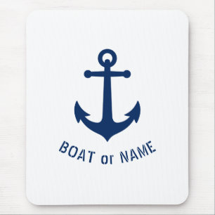 Nautical Vintage Anchor Your Boat eller Namn Blue Musmatta