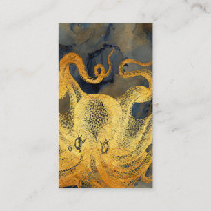 Nautical Vintage Guld Octopus Black Bläck Waterco Visitkort