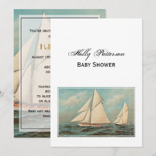 Nautical Vintage Yachts Tävla #1 Baby Shower Inbjudningar