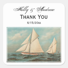 Nautical Vintage Yachts Tävla #1 Gift Märkre Seal Fyrkantigt Klistermärke