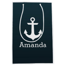 Nautical Vit Ankar Blå Ombre Personligt Namn