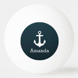Nautical Vit Ankar Blå Ombre Personligt Namn Pingisboll
