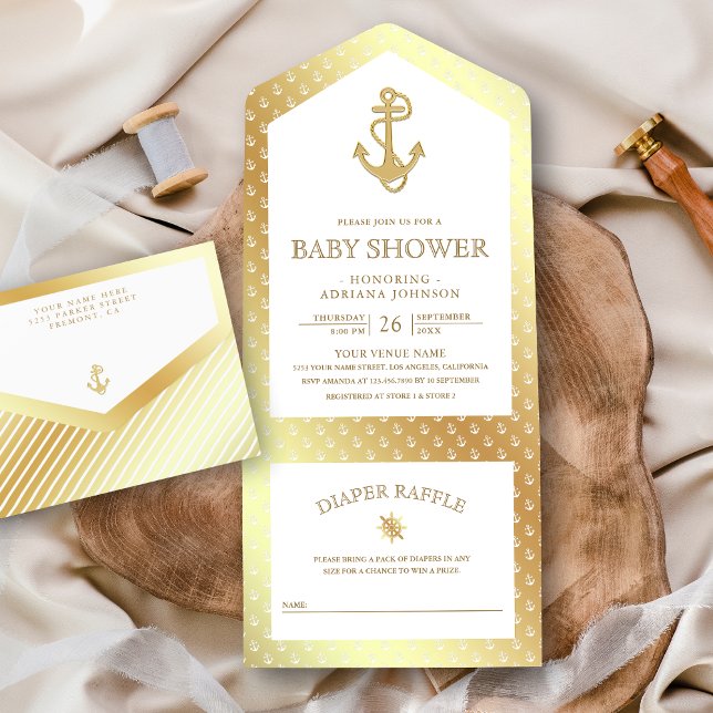 Nautical Vit och Guld Ankar Bebis Shower (Skapare uppladdad)