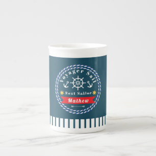 Nautical Voyager Best Sailor Mörk blått Benporslin Mugg