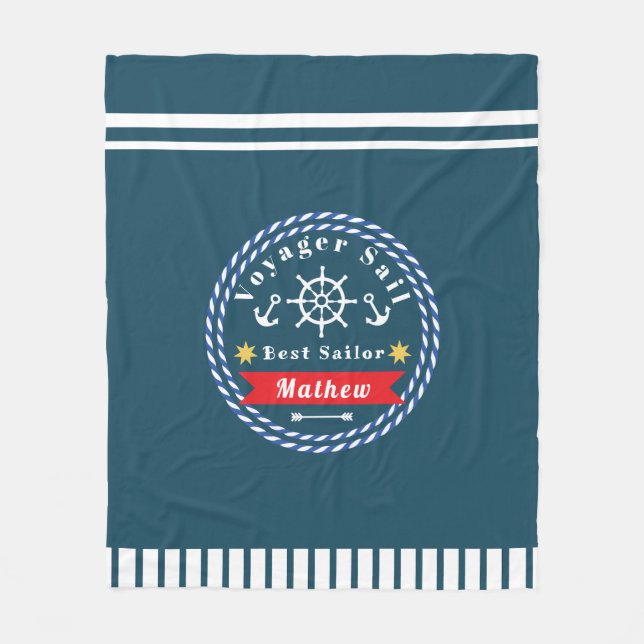 Nautical Voyager Best Sailor Mörk blått Fleecefilt (Framsidan)