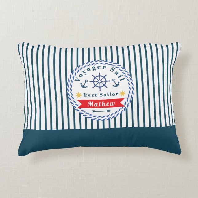 Nautical Voyager Best Sailor White Prydnadskudde (Framsidan)