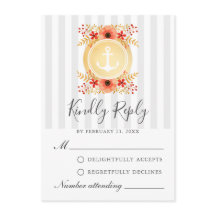 Nautical Watercolor Blommigt Guld Anchor OSA kort