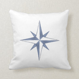 Nautical Watercolor Blue Compass Star Dekorativ ku Kudde