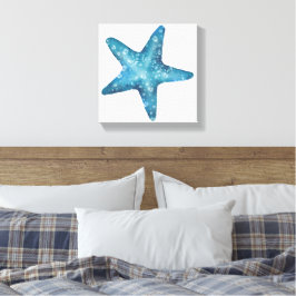 Nautical Watercolor Blue Starfish Canvastryck