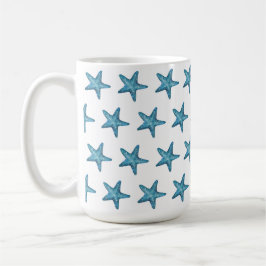 Nautical Watercolor Blue Starfish Kaffemugg
