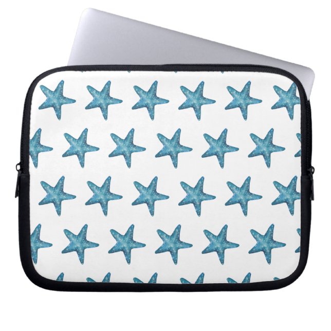 Nautical Watercolor Blue Starfish Laptop Fodral (Framsidan)
