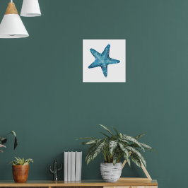 Nautical Watercolor Blue Starfish Poster
