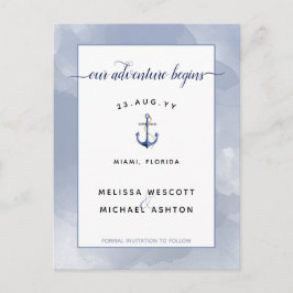 #Nautical Watercolor Bröllop / Event Save Date Meddelande Vykort