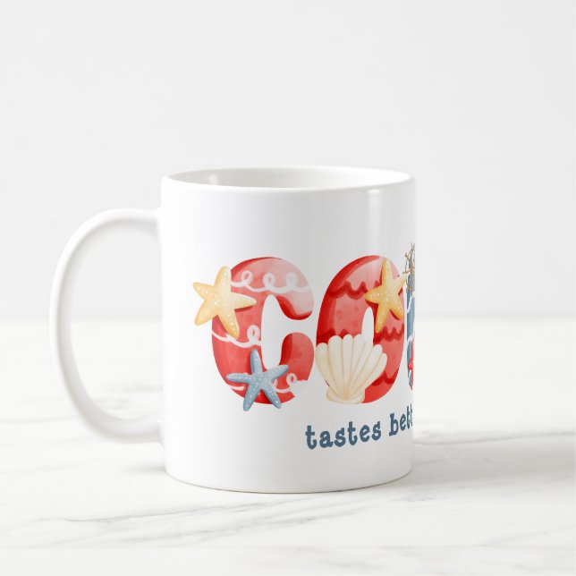 Nautical Watercolor Coffee Slogan Kaffemugg (Vänster)