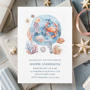 "Nautical Watercolor Coral Reef Deef Inbjudningar