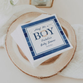 Nautical Watercolor Navy Blue Boy Baby Shower Pappersservett