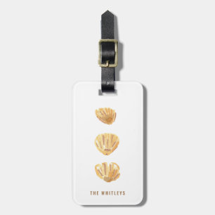 Nautical Watercolor Seashells Bagagebricka