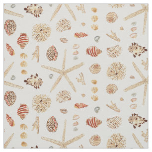Nautical Watercolor Seashells Tyg