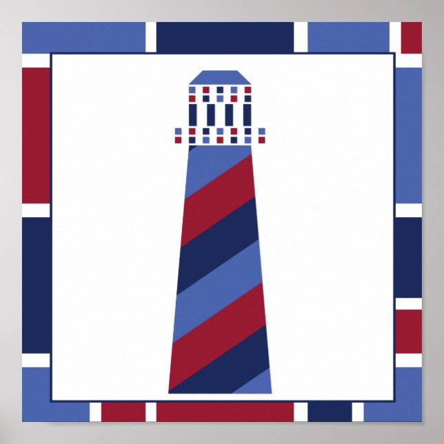 Nautical Wave Nursery Lighthouse Poster (Framsidan)
