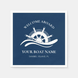 Nautical Welcome Aboard Boat Namn Frakt Wheel Pappersservett