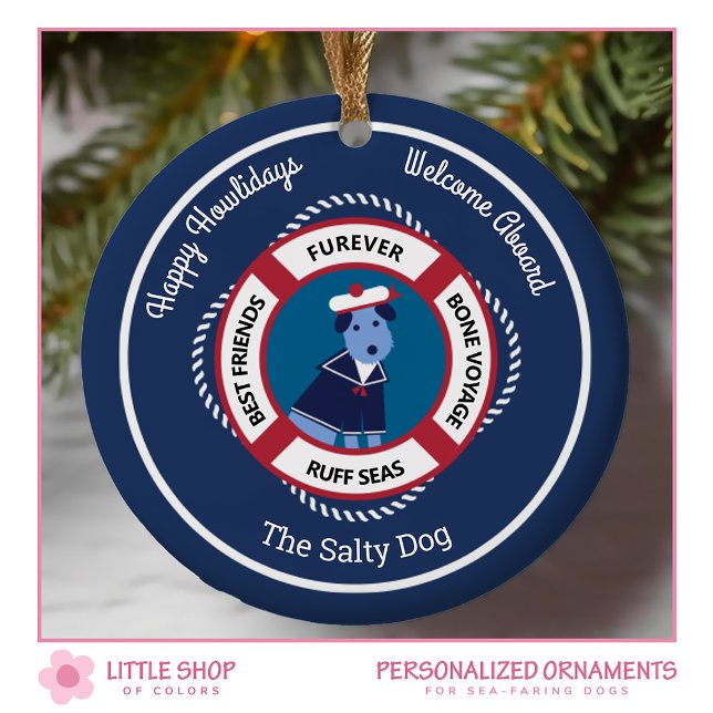 Nautical Welcome Aboard Sailor Hund Julgransprydnad Keramik (Skapare uppladdad)