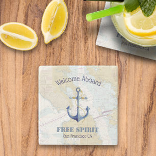 ⚓ Nautical Welcome Aboard San Francisco Bay Stenunderlägg