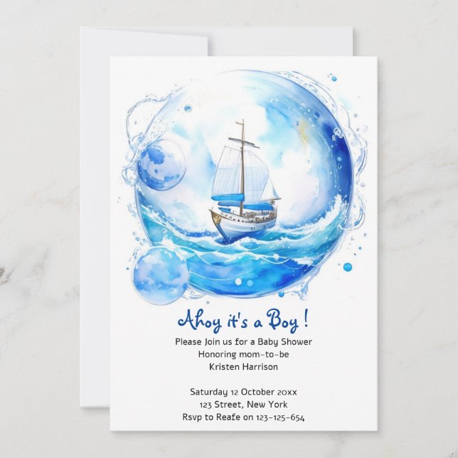 Nautical Welcome Party: Boy Baby Shower Inbjudningar (Framsida)