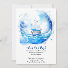 Nautical Welcome Party: Boy Baby Shower Inbjudningar