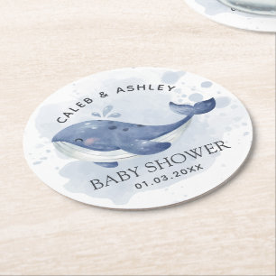 Nautical Whale Baby Shower Underlägg Papper Rund