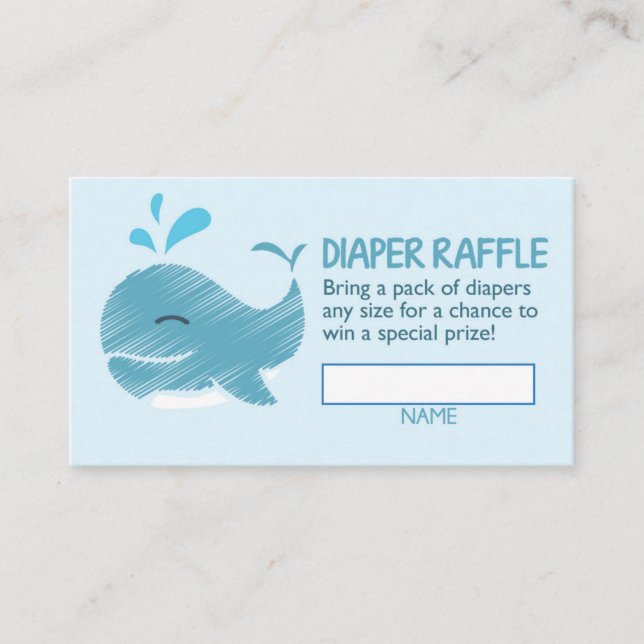 Nautical Whale Diaper Raffle Biljett (pojke) Tilläggskort (Framsida)