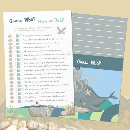 Nautical Whale gissar vem Blue Baby Shower Game