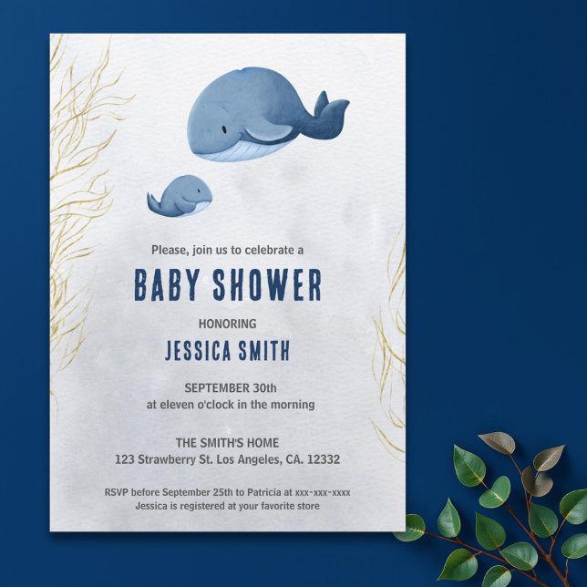 Nautical Whale under Sea Baby Shower Inbjudningar (Skapare uppladdad)