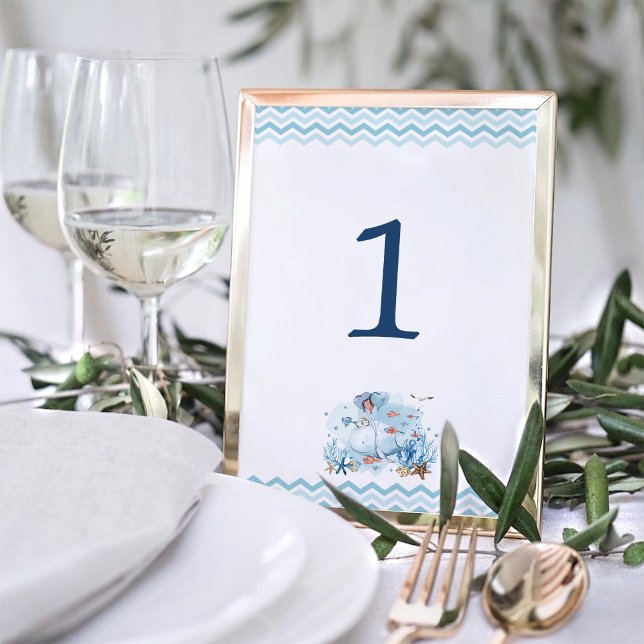 Nautical Whale under Sea Boy Baby Shower Bordsnummer (Skapare uppladdad)
