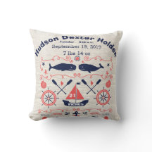 Nautical Whales Boy Nursery Baby Birth Stat