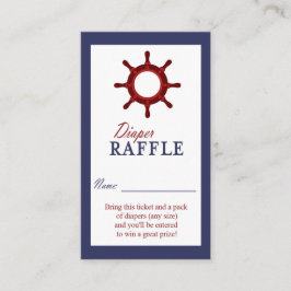 Nautical Wheel Blue and Red Diaper Raffle Biljett Tilläggskort