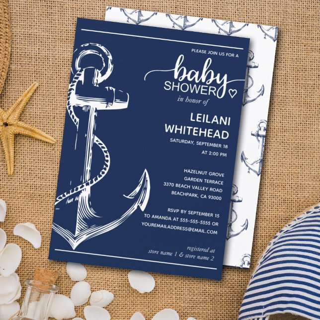 Nautical White Anchor Baby Shower Inbjudningar (Skapare uppladdad)