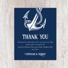 Nautical White Anchor Baby Shower Tacksamhetskort
