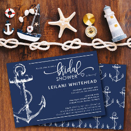Nautical White Anchor Möhippa Navy Inbjudningar
