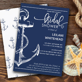 Nautical White Anchor Möhippa Navy Inbjudningar