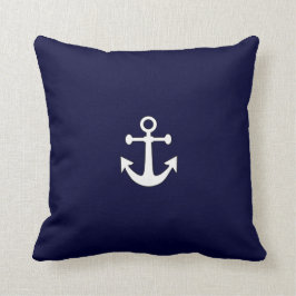 Nautical White Anchor på Dekorativ kudde