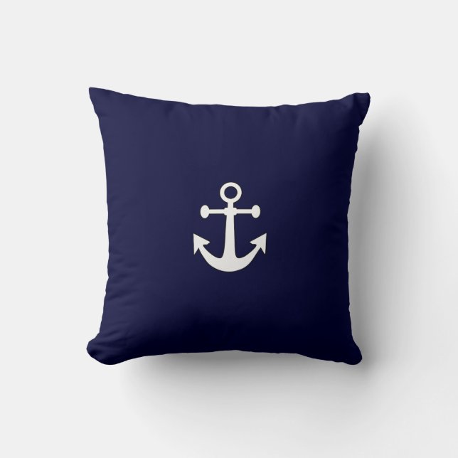 Nautical White Anchor på Röda Dekorativ kudde (Framsida)