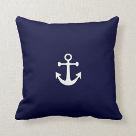 Nautical White Anchor på Röda Dekorativ kudde