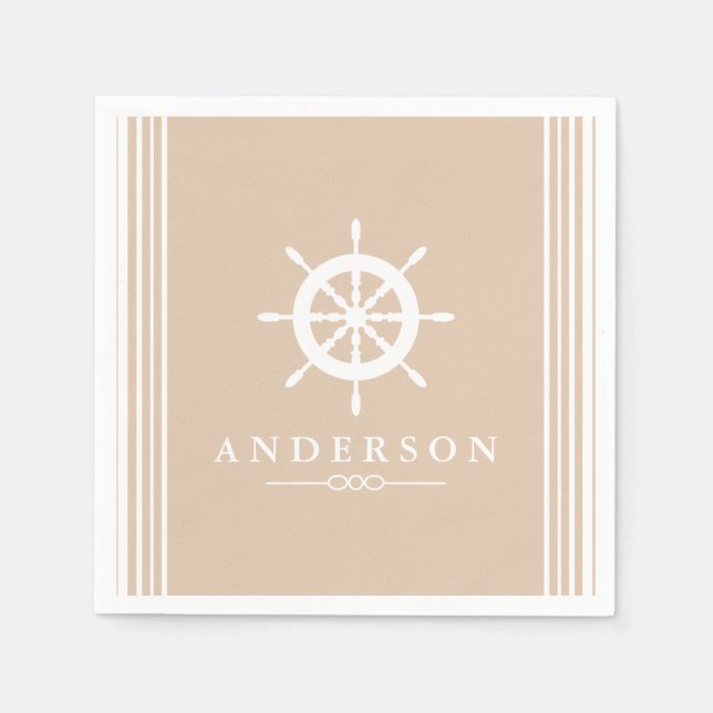 Nautical White Frakt Helm & Taupe Pappersservett (Framsidan)